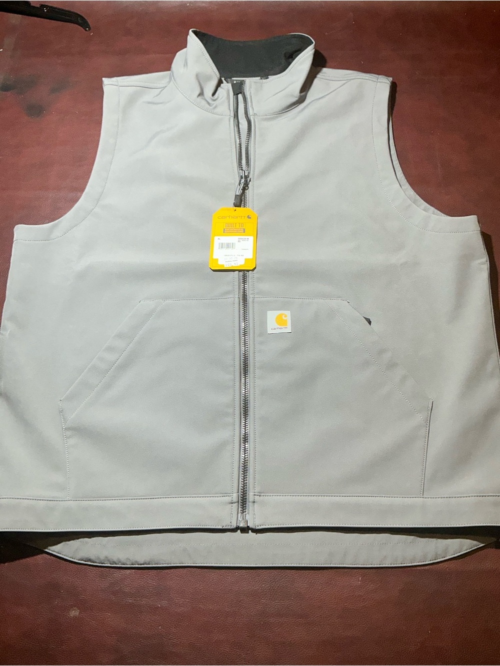 Carhartt men’s Light Gray Sleeveless Zip-Up Work Vest